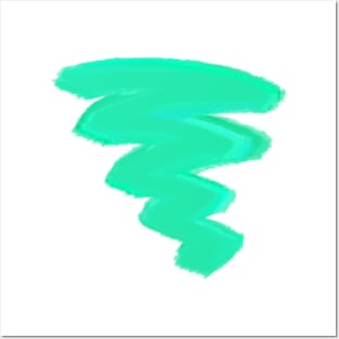 Abstract Neon Mint Brush Stroke Posters and Art